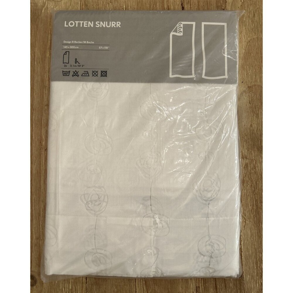 IKEA LOTTEN SNURR Curtains NEW 57 x 118” 145 X 300cm White Sheer Panels NEW